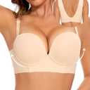 Upushall Padded Bra Push Up Bombshell with Balconette Comfortable Back Fat Smoothing Seamless Longline T Shirt Everyday Bras 75C