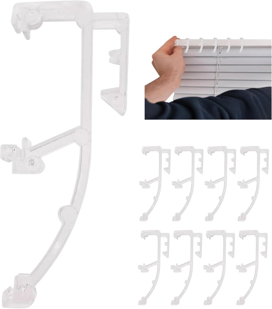 Amazing Drapery Hardware Premium Clear Plastic Double Slat Valance Retainer Clips, 9 Pack - Sturdy Valance Holder with Dual Slat Design, Easy Installation - Ideal for 1" Mini Blinds