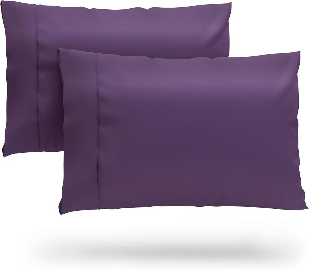 Cosy House Collection 100% Rayon Derived from Bamboo Pillowcase Set - Cooling, Breathable, Silky Soft 2-Piece Envelope Closure Pillow Case Cover Set (King, Purple)