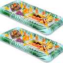 Sloosh 2-Pack Inflatable Serving Bars Cooler - Leaf Pattern Inflatable Cooler Ice Buffet Salad Serving Trays with Drain Plug, Food Drink Cooler for Indoor Outdoor Summer Picnic Pool Beach Luau Party