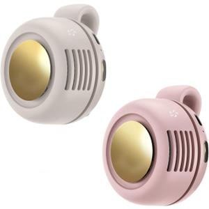 Portable Clip-On Fan, Mini USB Rechargeable 360 Rotatable Fan, 3-Speed Silent Mini Bladeless Fans (Light Pink)