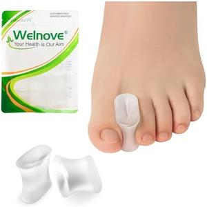 Welnove Upgraded Gel Toe Separators – 6-Pack Aloe Vera Extract Infused Silicone Toe Spacers for Straightening Overlapping Toes, Calluses – Bunion Corrector for Men and Women (Large, Clear)
