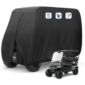 FLYMEI Golf Cart Cover Waterproof, 420D Fabric Universal Fits for Most Brand 2/2+2/4/4+2 Passengers Yamaha, Honda, Club Car, EZGO Golf Cart