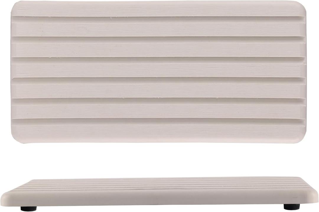 2 PCS Water Absorbent Diatomite Coasters Rectangle, Grooved Design, Water Absorbing Stone Used for Hand Soaps & Plants & toiletries in The Modern Home (8.3 x 4 inches, White)