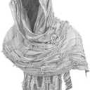 Dune Costume Medieval Hooded Shawl Post Apocalyptic Cloak Cowl Renaissance Viking Costume Cape Accessories (76.4x22.4", Gray)