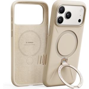 TORRAS Q3 Silicone 360 Spin for iPhone 17 Pro Case with Stand, Fit for MagSafe, Magnetic Ring Kickstand with Camera Control, Liquid Silicone Rubber Soft Phone Case for iPhone 17 Pro 6.3'', Dune Beige