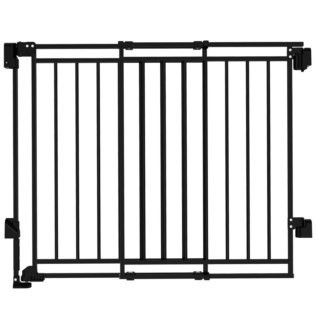 Baby Gate for Stairs & Doorways - Fits Openings 26 to 43 Inches Wide (Must Drill to Install) | 29" Extra Tall with No Bottom Bar | One-Handed Auto-Close Walk-Thru Gate for Kids & Pets, Black