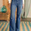 Astylish Women's Wide Leg Jeans High Waisted Stretchy Straight Leg Jeans Loose Trendy Denim Pants with Pocket (Blue, M)