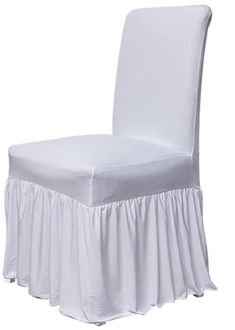molasofa Chair Covers for Dining Room Set of 1 Stretch Chair Slipcovers with Skirt for Kitchen Seat Protectors Wedding Banquet Decor Kids Pets Spandex Fabric Washable (1pcs, White)