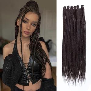 Leeven 24 Inch Thin Synthetic Dreadlock Extensions 40 Strands SE Hippie Dreads Chocolate Brown Handmade 0.6 cm Width Loc Extensions Reggae Style Crochet Braiding Hair for Women and Men #4