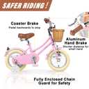Glerc Little Molly 12 Inch Kids Retro Cruiser Bike for 2-13 Year Old with Wicker Basket & Training Wheels/Kickstand, Multiple Colors