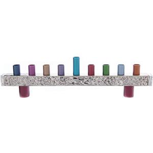 Yair Emanuel Anodized and Hammered Strip Menorah - Multicolor