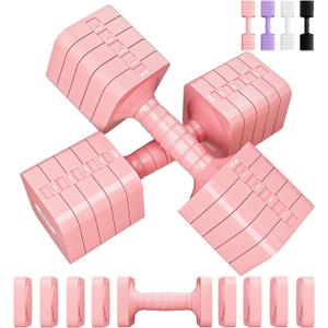Adjustable Dumbbell Set for Women Men 16LB 20LB Hand Weights Dumbbells Sets Woman Exercise Fitness dumbbell Adjust dumbbells set of 2 for Home Gym Workout Strength Training Equipment (Pink)