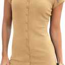 Saodimallsu Womens Button Down Mini Dress Summer Sleeveless Bodycon Casual Knit Short Cardigan Sweater Dresses (S)