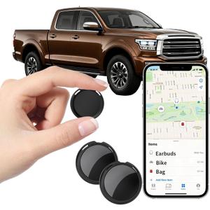 2 Pack Mini GPS Trackers for Vehicles Work with Find My (iOS Only) Real Time Car Tracker Tags Hidden Car Locator Tracking Device Global Coverage No Monthly Fee or Subscription No SIM Card Required
