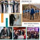 Men's 3 Piece Slim Fit Suit Set, Two Button Blazer Solid Jacket Vest Pants Wedding Business Suit (White, L)