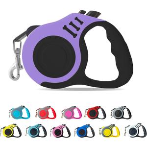 Retractable Dog Leash Automatic Telescopic Tractor Dog Tape, Pet Tape 10 FT Durable and Convenient, with Non-Slip Handle, Suitable for Small and Medium-Sized Dogs (Black Purple)