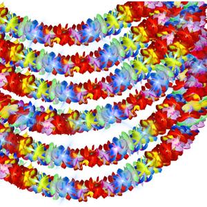 Thiccywoov 6 Pcs 10ft Light up Flower Lei Garland Hawaiian Flower Banner with LED Light Strings Tropical Luau Party Supplies for Summer Party Decorations Luau Theme Wedding Event Festivals Birthdays