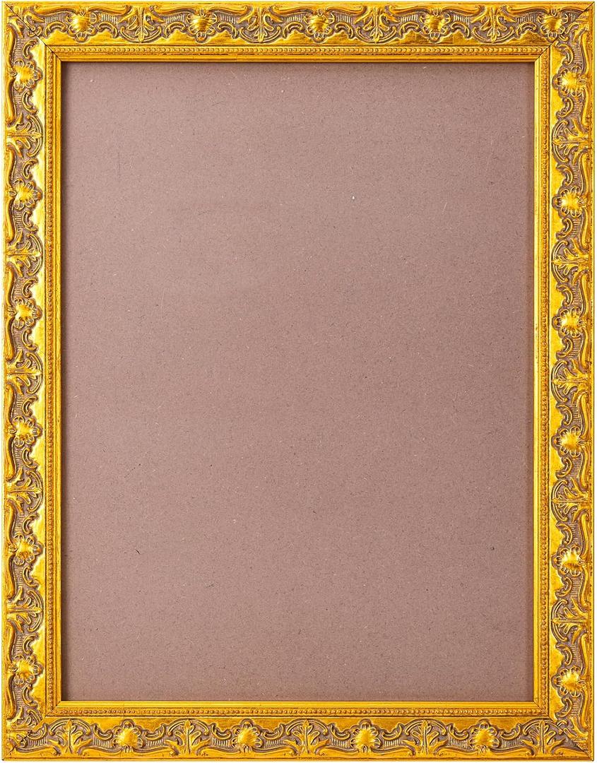 ArtXO 11x14 Picture Frame, Vintage Gold Solid Wood Tabletop and Wall Frame - Display 11x14 Canvas, Art Prints, Diplomas, Ideal for Gallery Wall or Wedding Gift