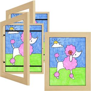 3 Pack 8.5x11 Kids Art Frames Natural, Kids Artwork Frames Changeable Child Artwork Picture Display Front Opening, Rustic Children Storage Frame Hold 50pcs Craft, Drawing, Art Project, Schoolwork
