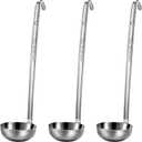 meekoo 3 Pieces Stainless Steel Ladle Soup Handle Ladle with Pouring Rim for Kitchen Cooking Soup Sauce(5 oz)