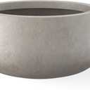 Kante 15.7" Dia Round Concrete Planter, Outdoor Indoor Garden Plant Pots with Drainage Hole and Rubber Plug, Modern Curvaceous Design, Weathered Concrete