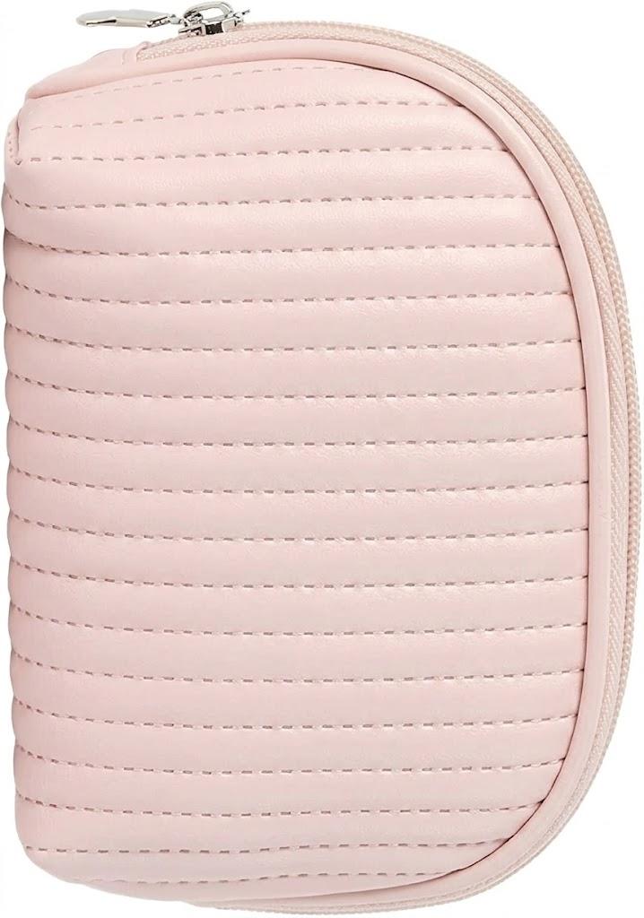 PU Cosmetic Pouch, PU Makeup Bag Metal Zipper Storage For Blush (Pink)