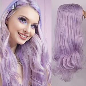 Amazon.com : Fancy Hair Long Curly Wavy Hair Wigs Heat Resistant Synthetic Daily Party Cosplay Wigs for Women Light purple : Beauty & Personal Care
