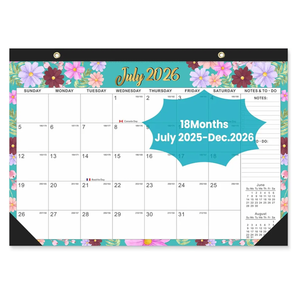 Desk Calendar 2025-2026, AgePlace Large 22" x17" Wall Calendar 2025 Covers June 2025 - December 2026, Monthly Desktop Calendar with Different Watercolor Artwork for Each Month for Home & Office School