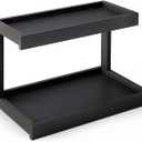 MARTY 2 Tier Spice Rack Organizer for Countertop, 15.8''L Coffee Station/Bathroom Organizer Countertop, Counter Shelf Desktop Storage Organizer for Kitchen, Bedroom, Office (Black)