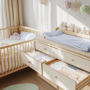 8 x Criusia Drawer Organizer Clothes, 8 Pack (3 Large, 2 Medium, 3 Small) Dresser Organizer for Baby Clothes, Underwear, Sock- Foldable Closet Organization and Storage Dividers Bins for Nursery, Bedroom and Dorm (Beige)