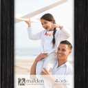 Malden Real Glass Wide Wood Molding Picture Frame, 4" x 6", Rustic Rough Black