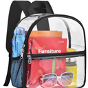 Paxiland Clear Backpack Stadium Approved 12×12×6 with Reinforced and Wider Shoulder Straps, Small Clear Bag for Schools, Concerts, Work, Festivals and Sporting Events - Black