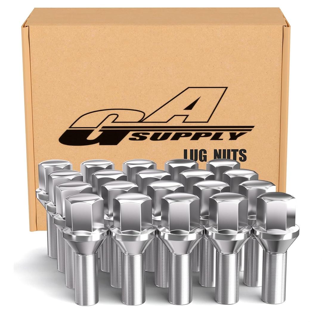GAsupply 12X1.5 26mm Shank Lug Bolts Fit for BMW 128i 135i 318i 320i 325i 328i 335i M3 525i 528i 530i 535i M5 Z3 Z4 E36 E46 E60 E90 E92 E93, 20pcs OEM Length Wheel Bolts/Studs, 17mm Hex, Cone Seat