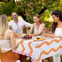 Gilprop 4 Packs Italian Summer Party Decorations Plastic Tablecloths Waterproof Disposable Table Covers Bachelorette Party Tablecloths Wavy Floral Stripe for Birthday Baby Shower Decor 54x108 Inch