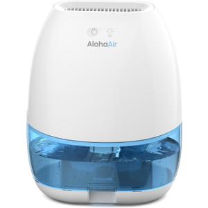 AlohaAir Dehumidifiers for Home, 34 oz Small Dehumidifier for Room, Quiet Dehumidifiers for Bathroom, Bedroom, RV, Closet with Auto Shut Off, 7 Colors Night Light (White)