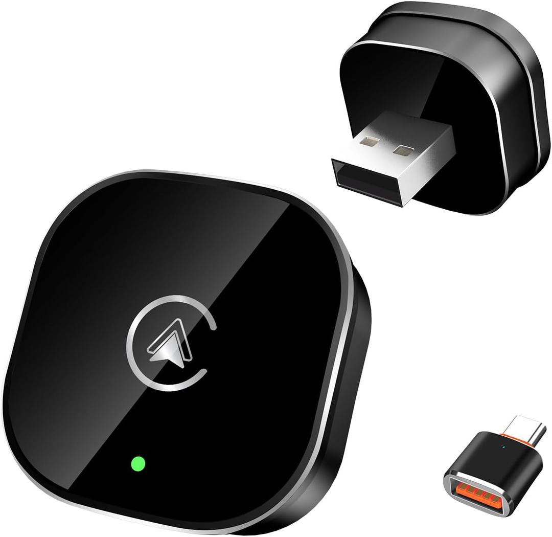 2026 New Wireless CarPlay Adapter for Apple iPhone Android Auto 2 in 1, Mini USB CarPlay Dongle Wired to Wireless, Fast Connection, Compatible with iOS 10+ & Android 11+, Plug and Play (Black)