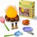 Educational Kids Camping Set: Fake Campfire with Grill Sticks, Pretend Play Food, and Grill Kit - Perfect Playhouse Accessories for Toddlers and Kids Ages 3,4,5,6
