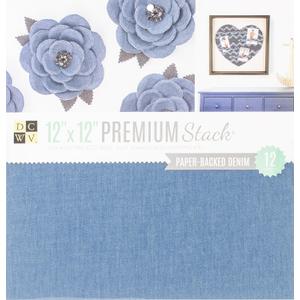 Denim Paper Stack, 12x12 inches - Jean Fabric Cardstock Paper for Crafts, Scrapbooks, and DIY Decor - 12 Single Sided Sheets
