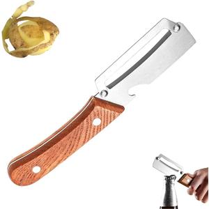 Roselli Wooden-Handled Stainless Steel Shredder and Peeler, 2026 New Multifunctional Vegetable Peeler, Roselli Shredding Knife, Vegetable Peeler for Potato, Carrot, Apple (2PC Paring knife)