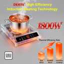 Induction Cooktop, 1800W Stainless Steel Commercial Single Burner