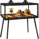 PROLEE Bearded Dragon Tank with Leg Stand 81 Gallons, Wooden Lizard Tank,Reptile Tank with Metal Mesh Roof Door, Acrylic Panel Snake Tank with Lock Design (Black, 48"x20"x20")