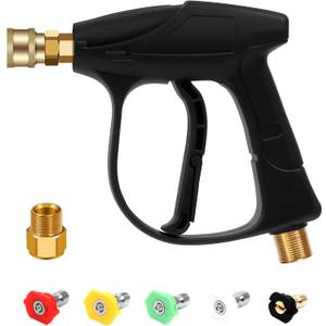 BEETRO High Pressure Washer Gun 4350PSI, Car Washer Gun with 5 Nozzles and M 22 Brass Coupler for Pressure Power Washers (6.9 Inch)