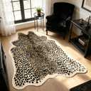 5.2ft x 7ft Leopard Rug Fluffy Animal Print Leopard Rug Cheetah Print Cheetah Print Carpet Faux Fur Hide Cowhide Skin Mat Area Carpet for Nursery Home Office Living Room Bedroom
