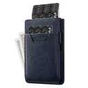 VULKIT Minimalist Wallet for Men - Pop Up Card Holder with RFID Blocking Slim Leather & Aluminum Front Pocket Wallet for Cash, Coins Navy
