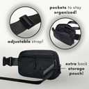 Boutique Belt Bag | Crossbody Fanny Pack for Women | Cute Mini Everywhere Bum Hip Waist Pack | Small Fashion Travel Chest Bag | Matte Black | Adjustable Extended Strap