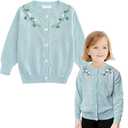 Curipeer Little Girls Cardigan Sweater Buttons Long Sleeve Toddler Knitted Jacket 4-5T