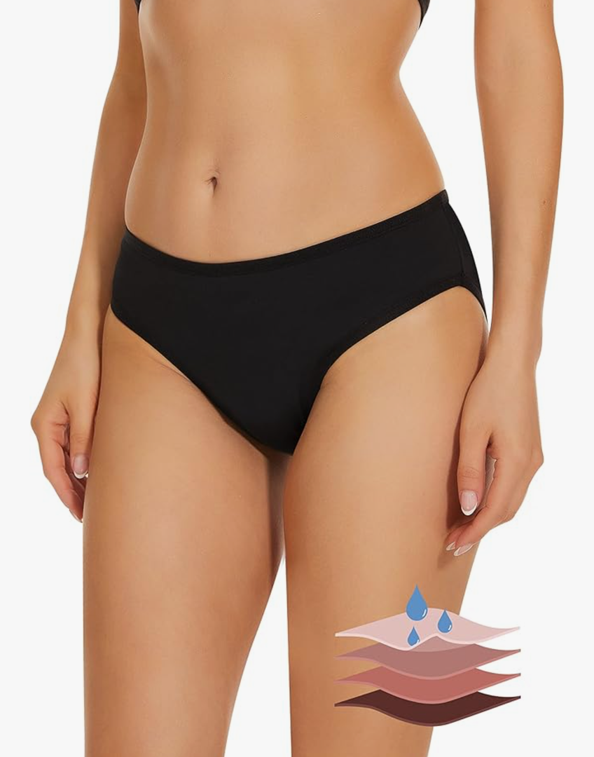 Period Swimwear Bikini Menstrual Leakproof Swim Bottoms UPF 50+ Waterproof Brief Light Flow for Women Girls Teens M