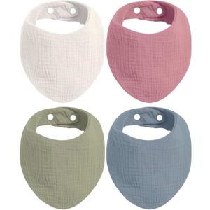 KiddyCare Organic Muslin Baby Bibs for Girls Boys 0-6 Months | Baby Bandana Bibs, Super Soft for Drooling and Teething, Muslin Bib, 8-Color Pack