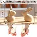 2 Pcs Handmade Terracotta Easter Bunny Figurines Rustic Rabbit Figurine Decor Small 3 Inch Vintage Easter Bunny Statue for Spring Farmhouse Home Office Table Centerpiece Decorations
